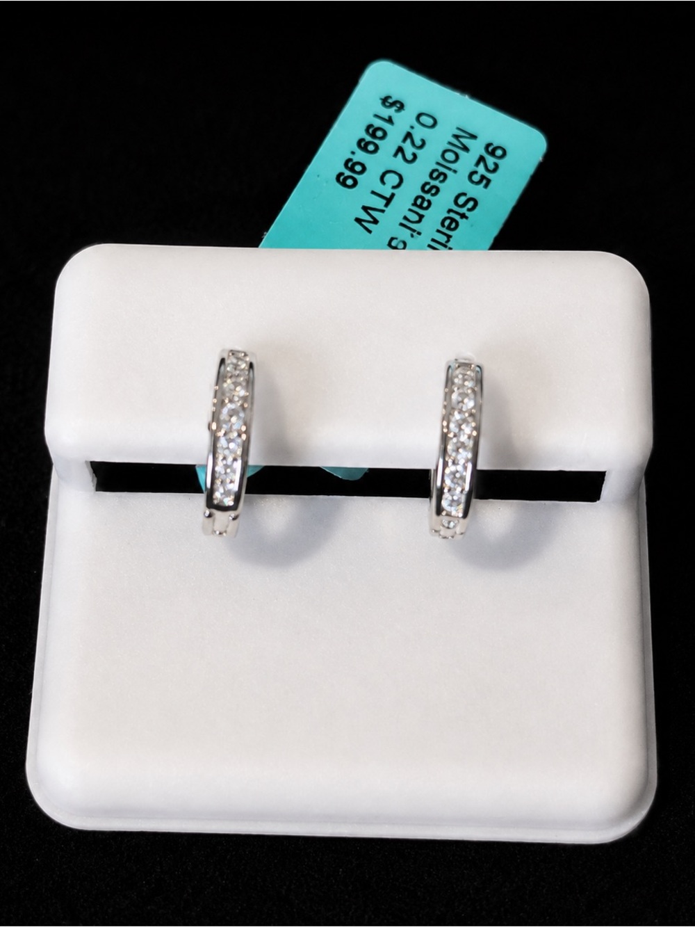 Moissanite Pavé Huggie Earrings 0.22 CTW VVS D 925 Sterling Silver $199 NWT - Picture 2 of 4